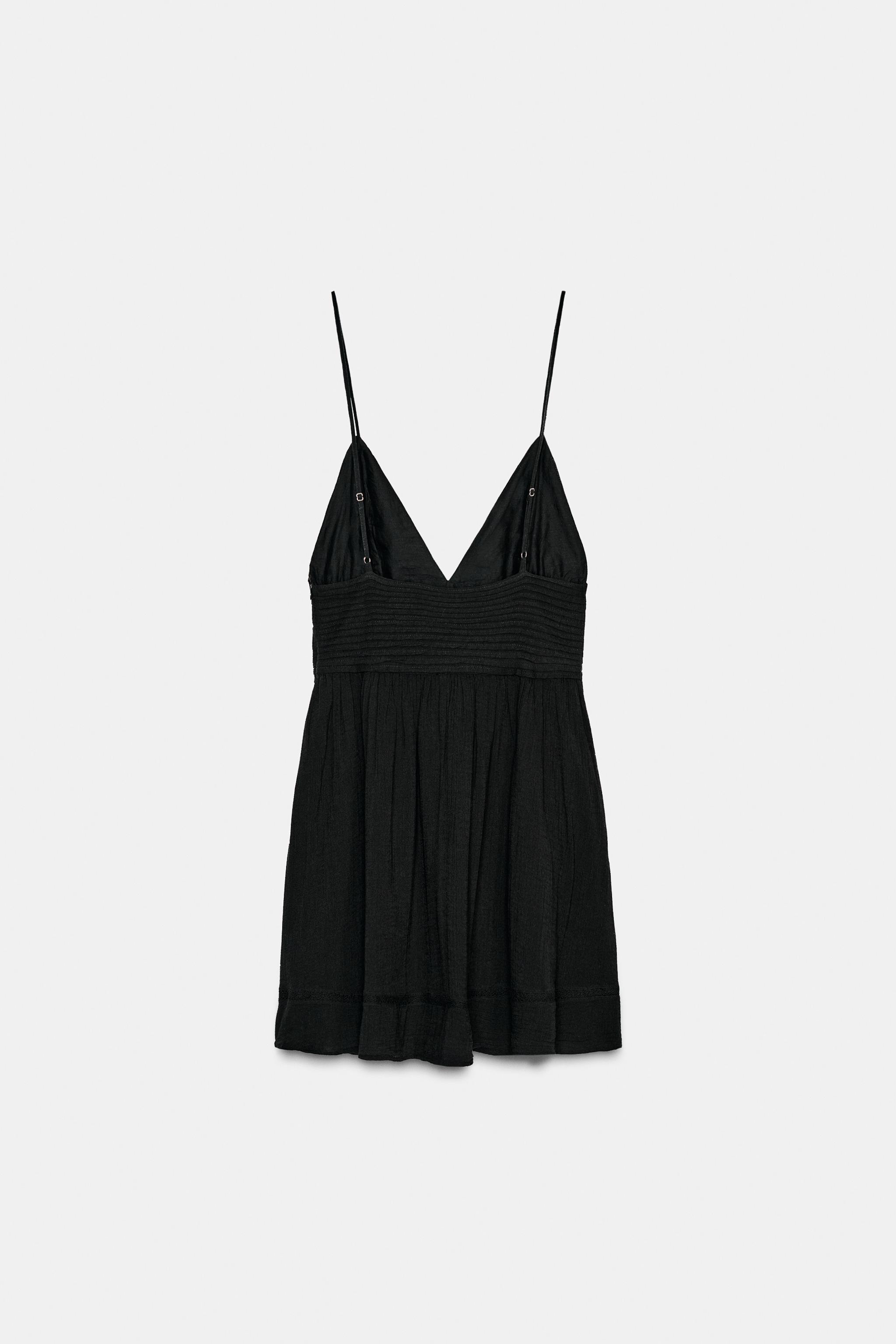 EMBROIDERED STRAP MINI DRESS